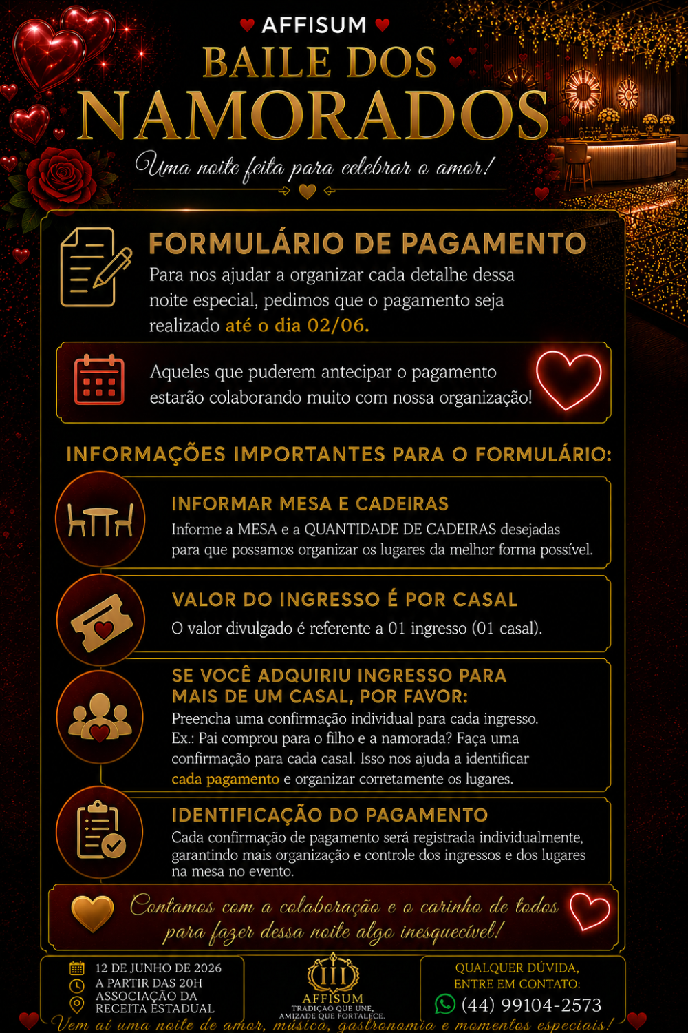 Pagamento Dos Ingressos - Baile Dos Namorados